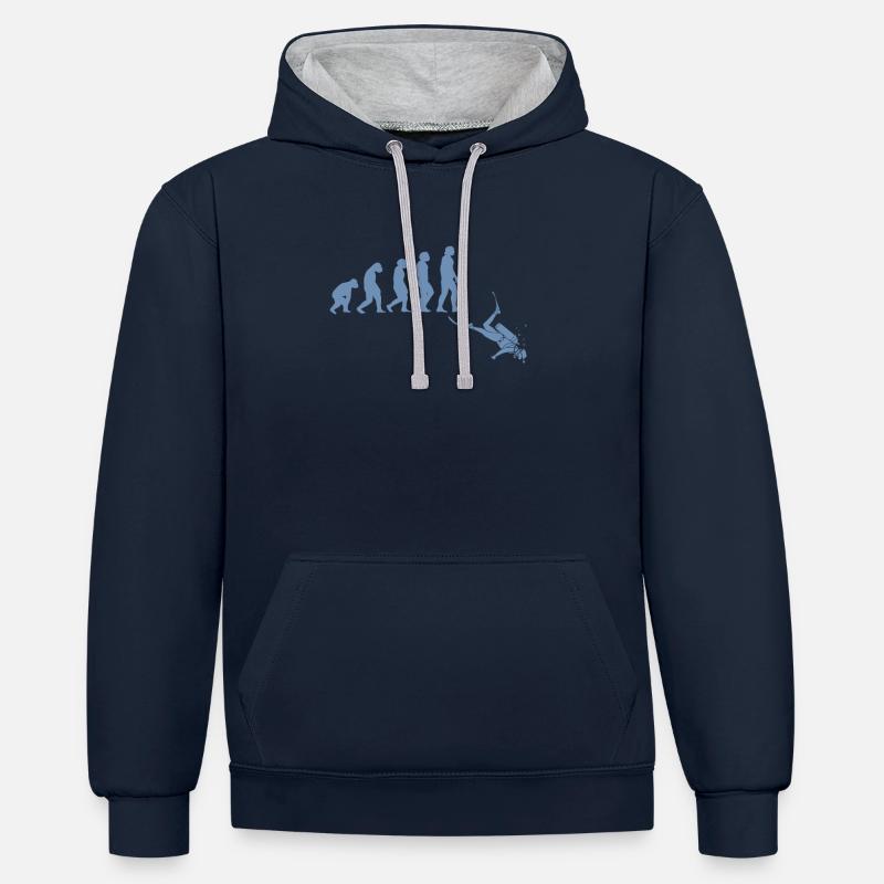Diver Evolution Tshirt - Contrast hoodie - navy/heather grey