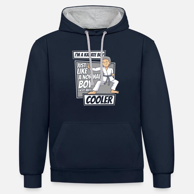 Karaté Karaté Fighter Arts Martiaux - Sweat à capuche contrasté - bleu marine/gris chiné