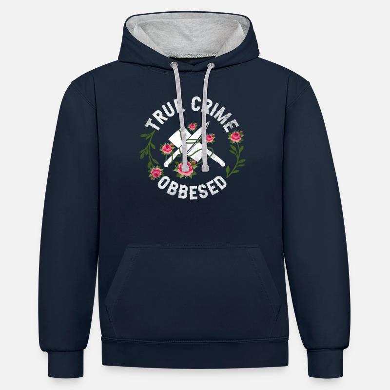 True Crime obsédé - Sweat à capuche contrasté - bleu marine/gris chiné