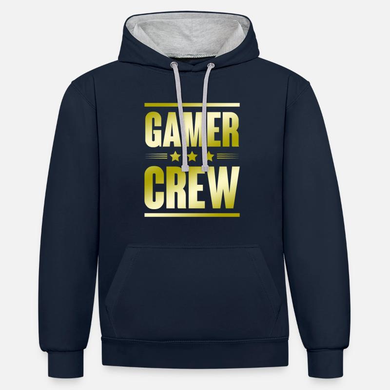 Équipage de joueurs - Sweat à capuche contrasté - bleu marine/gris chiné