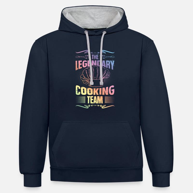 Équipe de cuisine légendaire - Sweat à capuche contrasté - bleu marine/gris chiné