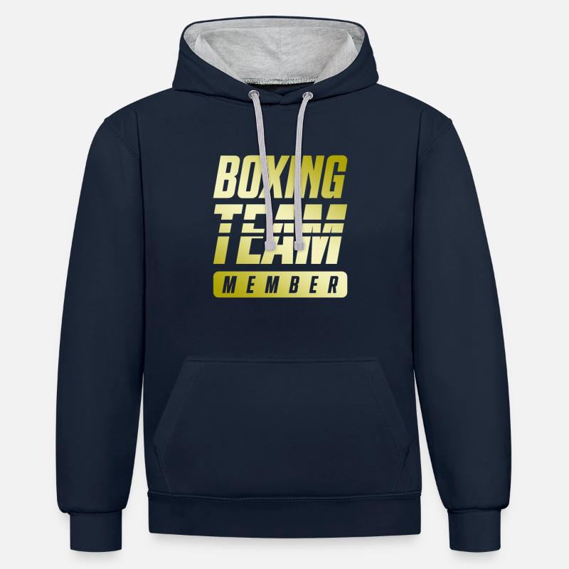 Équipe de boxe - Sweat à capuche contrasté - bleu marine/gris chiné