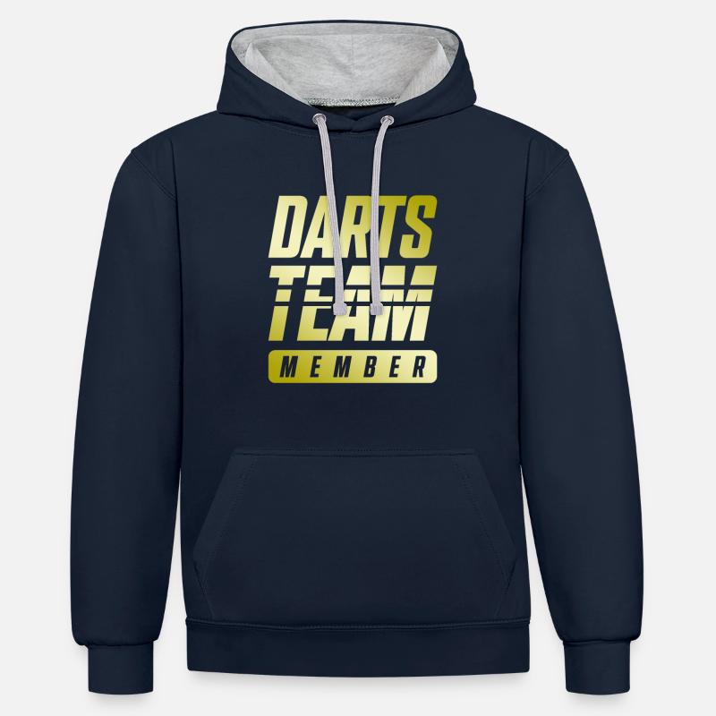 Équipe de fléchettes - Sweat à capuche contrasté - bleu marine/gris chiné