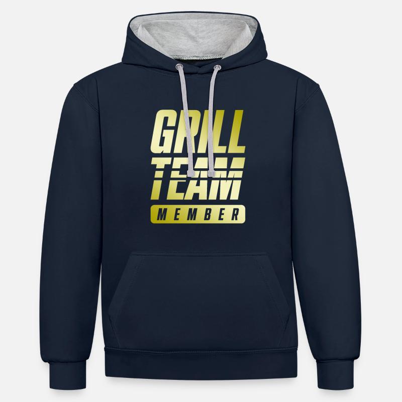 L’équipe Grill - Sweat à capuche contrasté - bleu marine/gris chiné