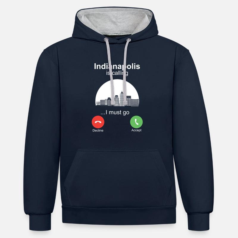 Indianapolis vous appelle - Sweat à capuche contrasté - bleu marine/gris chiné
