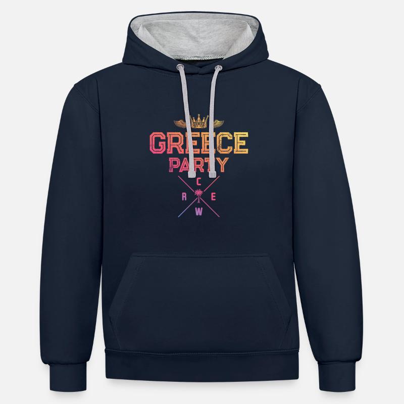 Grèce Party Crew - Sweat à capuche contrasté - bleu marine/gris chiné