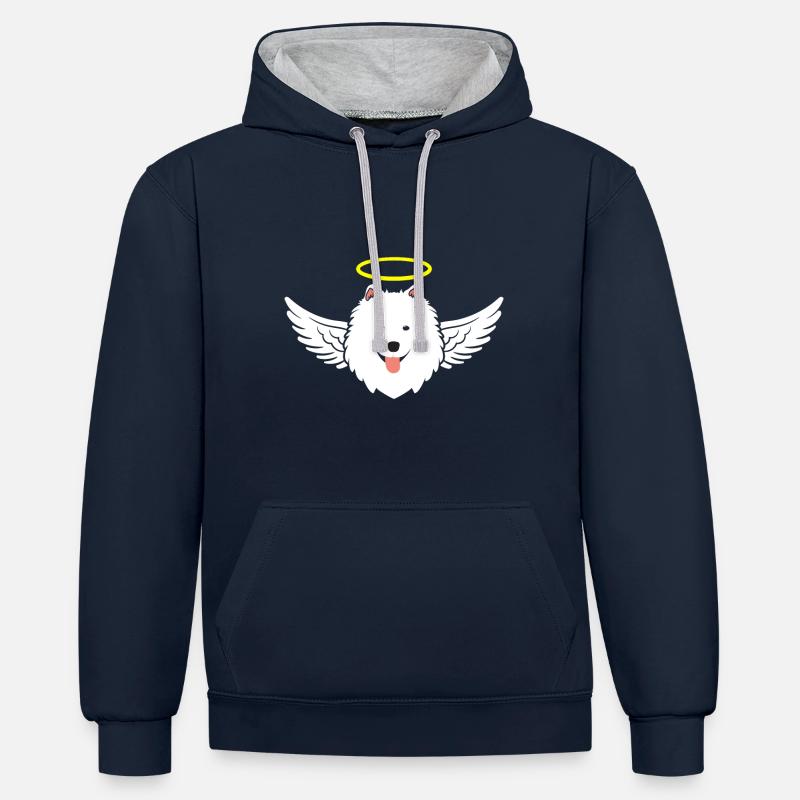 Lévrier - Sweat à capuche contrasté - bleu marine/gris chiné