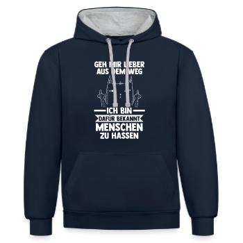 Geh Mir Lieber Aus Dem Weg Ich Hasse Menschen Hund - Kontrast-Hoodie - Navy/Grau meliert - Vorne - Nico (186cm)