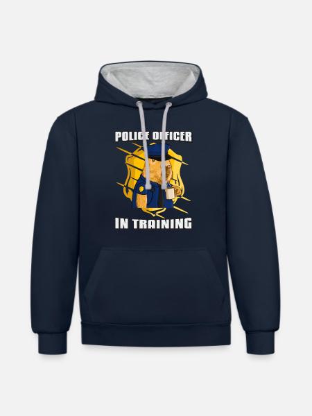 Polizei Ausbildung - Kontrast-Hoodie - Navy/Grau meliert