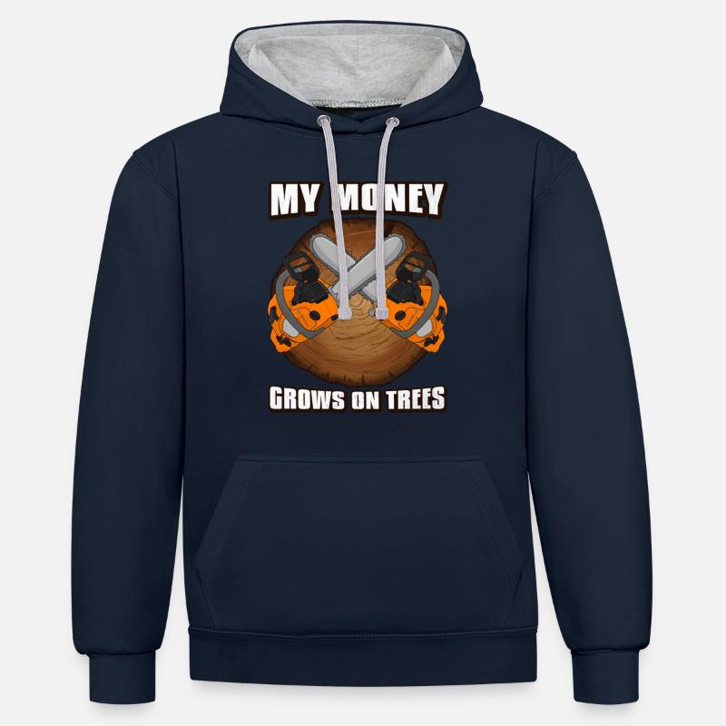 Tronçonneuse Lumberjack pour hommes - Sweat à capuche contrasté - bleu marine/gris chiné