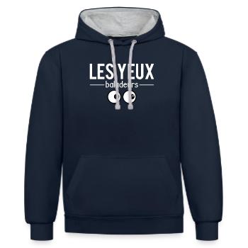 Les Yeux Baladeurs Dragueur Humour - Sweat à capuche contrasté - bleu marine/gris chiné - Devant - Nico (186cm)