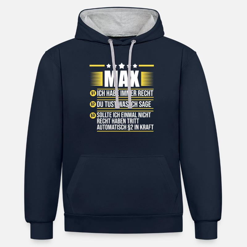 Max - Sweat à capuche contrasté - bleu marine/gris chiné