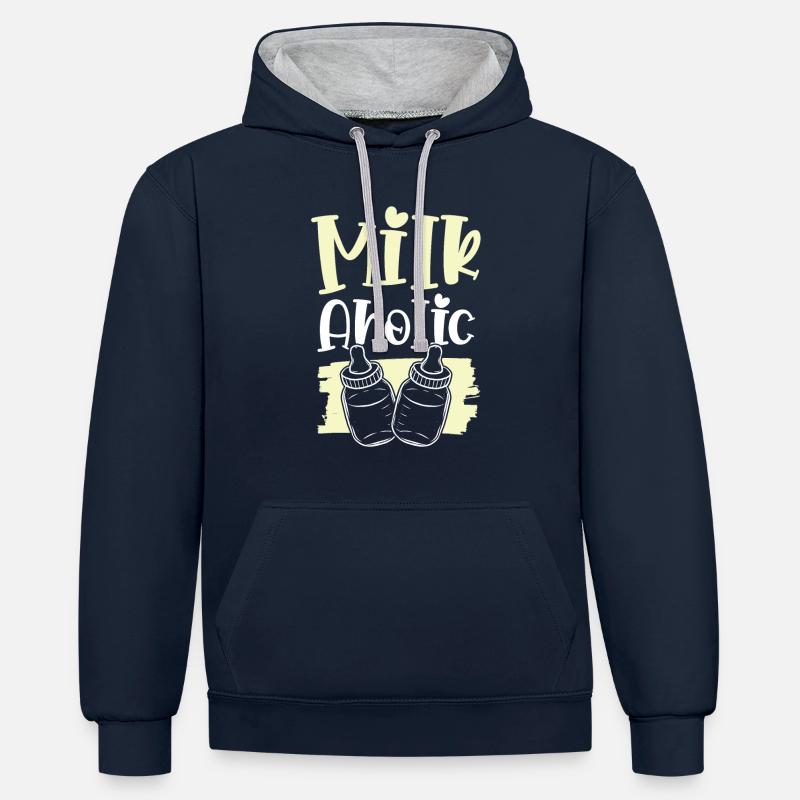 Lait pour bébé - Sweat à capuche contrasté - bleu marine/gris chiné