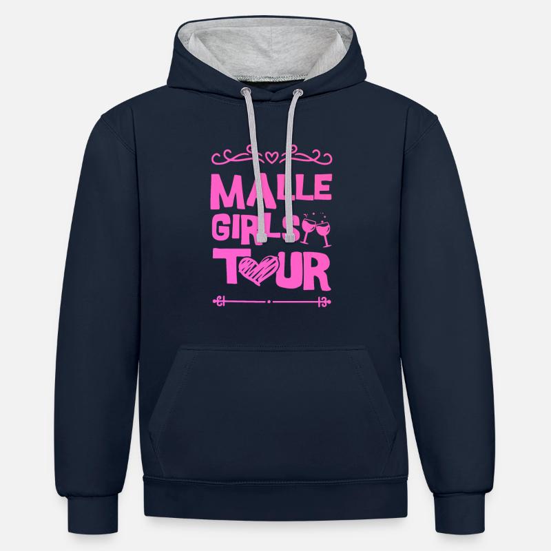 Malle Party Team - Kontrast-Hoodie - Navy/Grau meliert