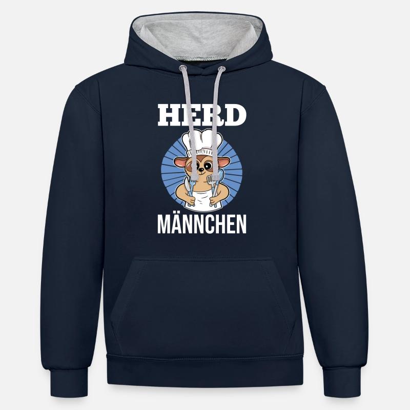 Erdmännchen Herdmännchen - Kontrast-Hoodie - Navy/Grau meliert