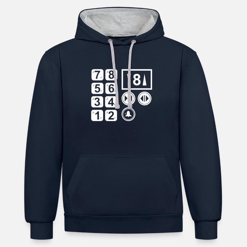 Boutons d’ascenseur - Sweat à capuche contrasté - bleu marine/gris chiné