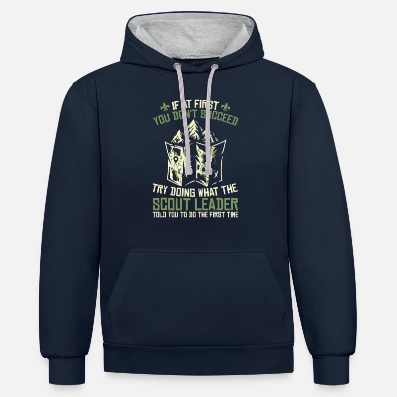 Boy Scout drôle - Sweat à capuche contrasté - bleu marine/gris chiné