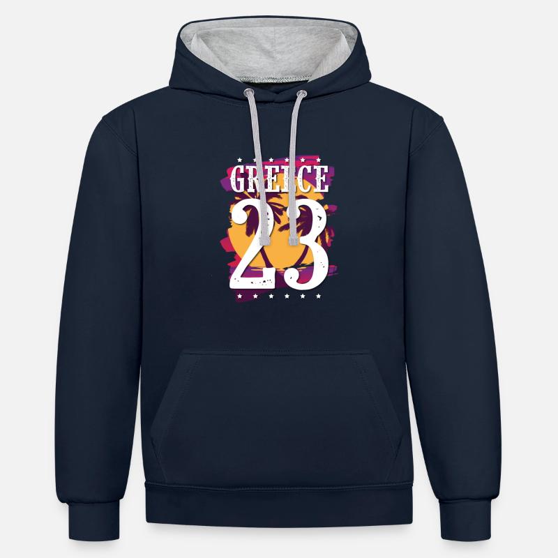 Grèce 23 Jersey 2023 - Sweat à capuche contrasté - bleu marine/gris chiné
