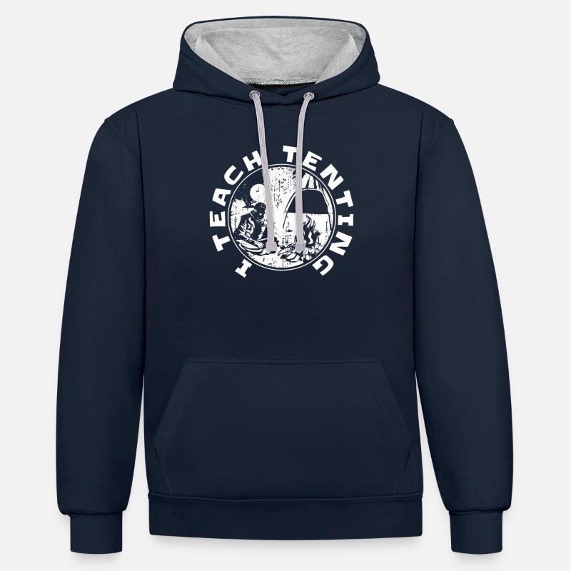 Éclaireur - Sweat à capuche contrasté - bleu marine/gris chiné