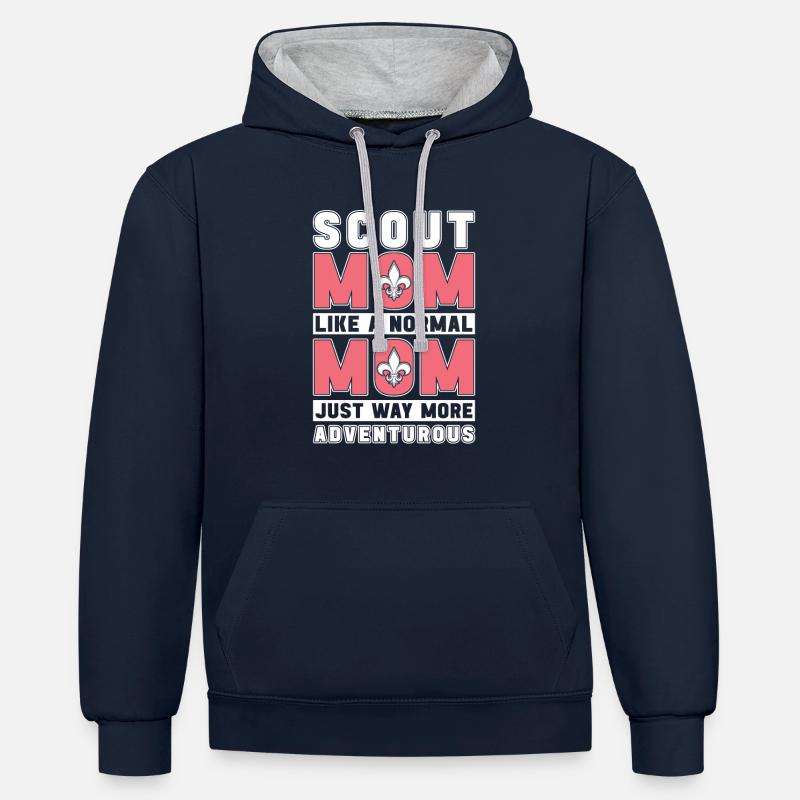 Mère scoute - Sweat à capuche contrasté - bleu marine/gris chiné