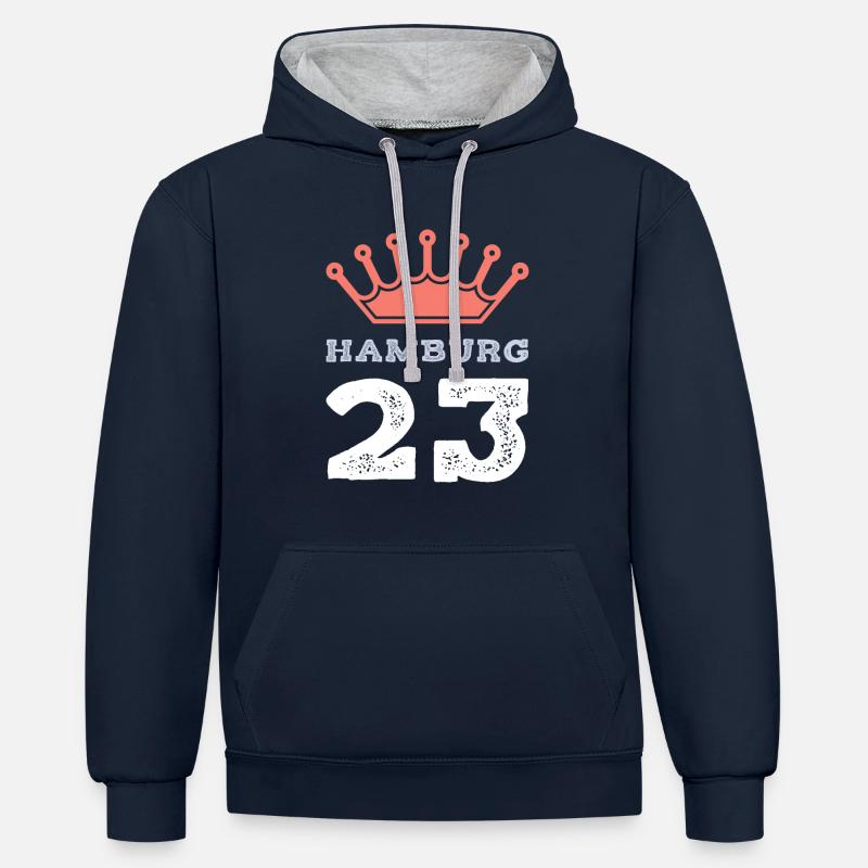 Hambourg 23 Maillot 2023 - Sweat à capuche contrasté - bleu marine/gris chiné