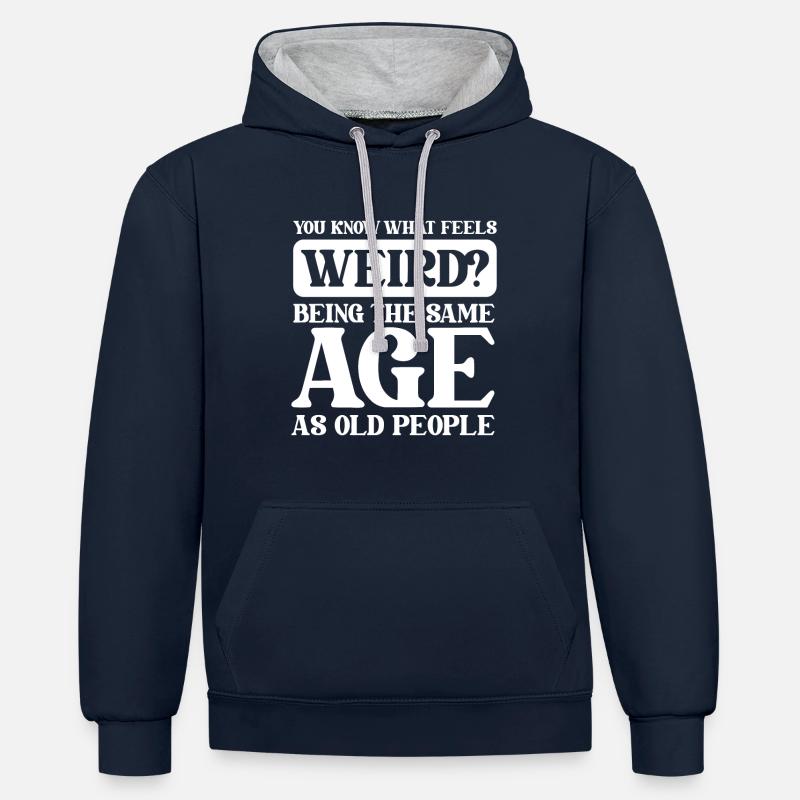 Humour noir Drôle - Sweat à capuche contrasté - bleu marine/gris chiné
