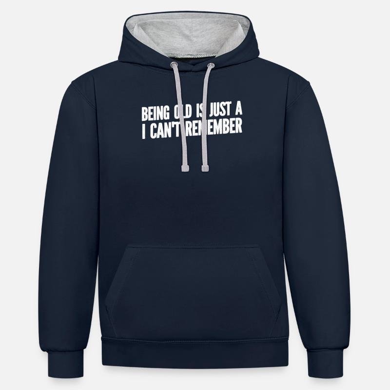 Humour noir Drôle - Sweat à capuche contrasté - bleu marine/gris chiné