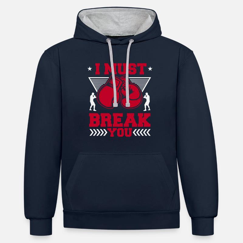 Je dois te briser - Sweat à capuche contrasté - bleu marine/gris chiné