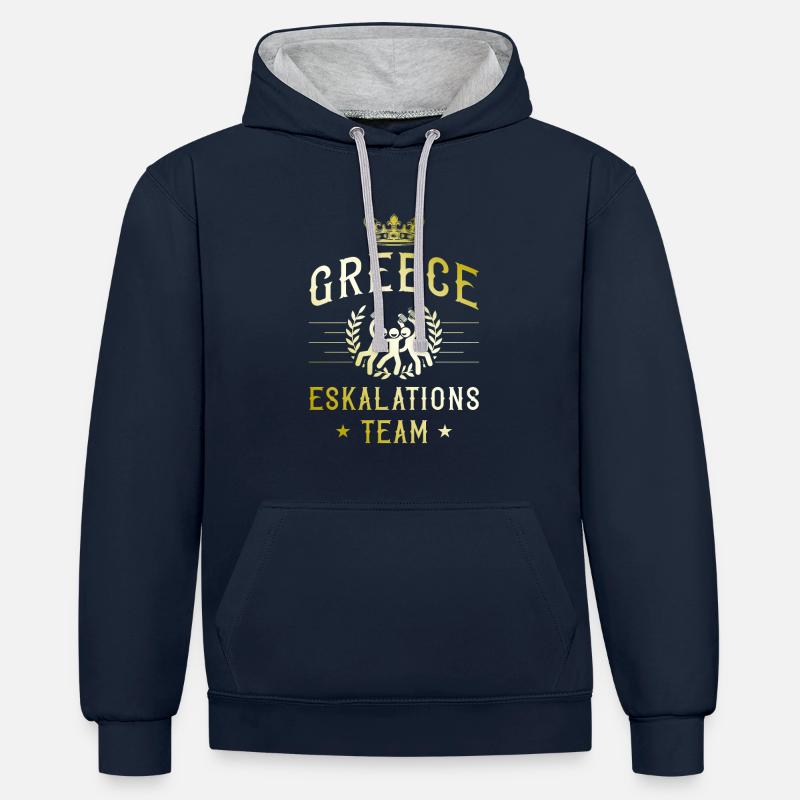 Grèce Escalade - Sweat à capuche contrasté - bleu marine/gris chiné