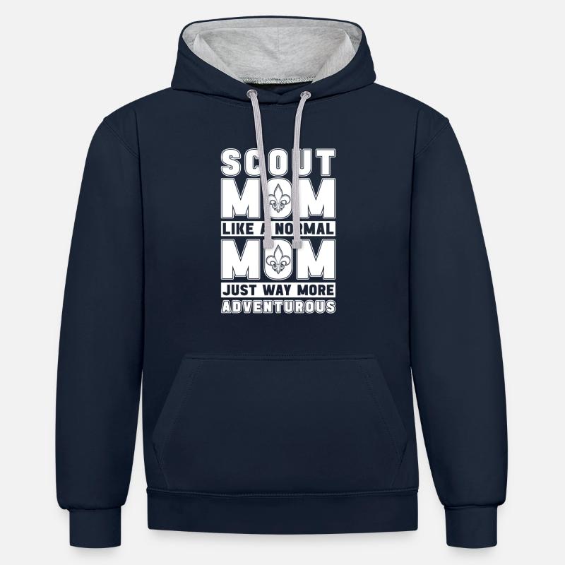 Pfadfinder Mutter - Kontrast-Hoodie - Navy/Grau meliert
