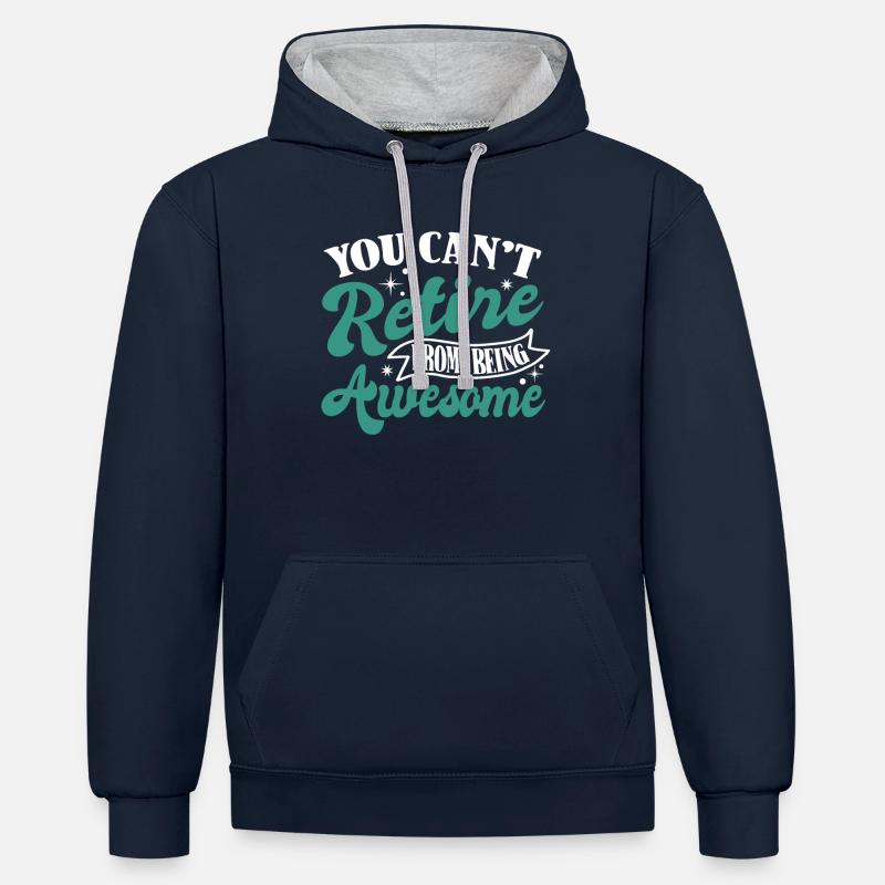 Pension de retraité drôle - Sweat à capuche contrasté - bleu marine/gris chiné