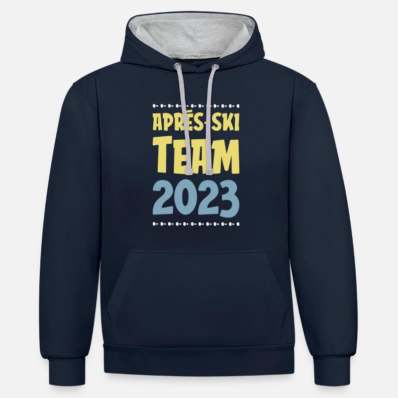 Après-ski 2023 - Sweat à capuche contrasté - bleu marine/gris chiné