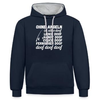 Angel Fischen Angeln Angler - Kontrast-Hoodie - Navy/Grau meliert - Vorne - Nico (186cm)
