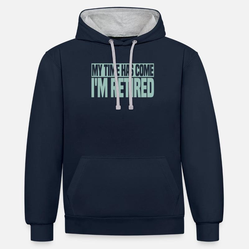 Pension de retraité drôle - Sweat à capuche contrasté - bleu marine/gris chiné