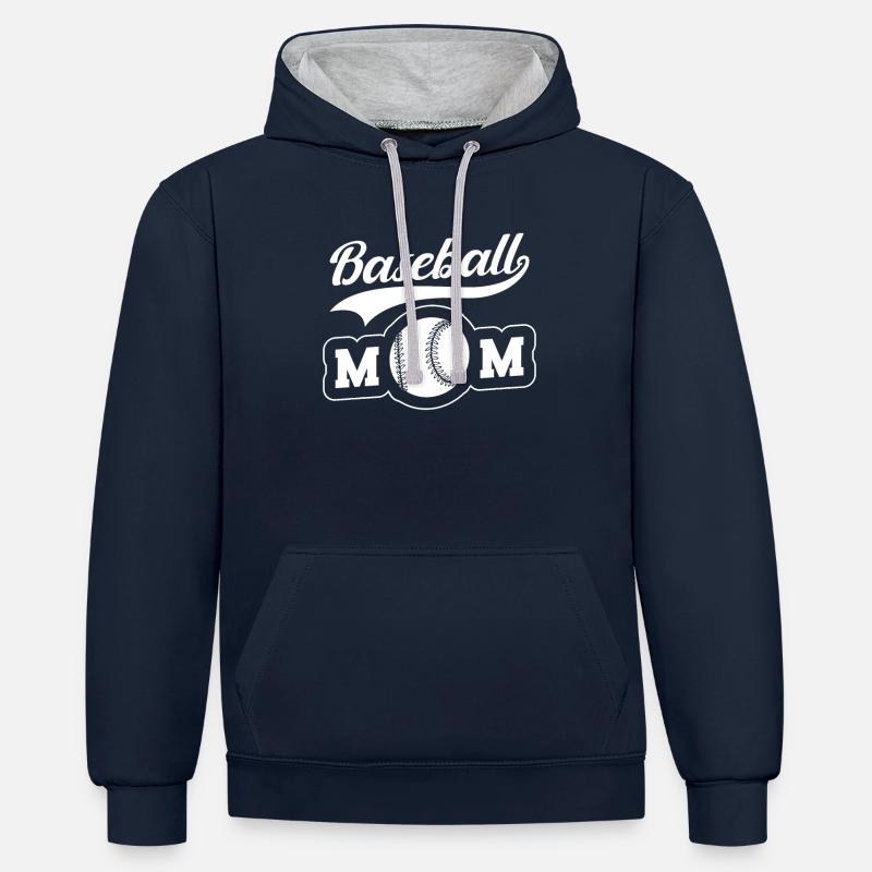 Baseball Mutter Baseball Mom - Kontrast-Hoodie - Navy/Grau meliert