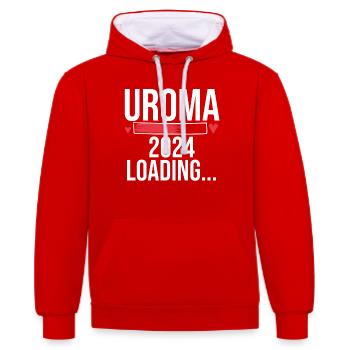 Urgroßmutter 2024 Uroma - Kontrast-Hoodie - Rot/Weiß - Vorne - Liana (172cm) & Jaron (178cm)