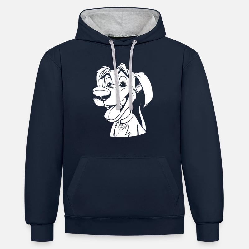 Chien ami à quatre pattes - Sweat à capuche contrasté - bleu marine/gris chiné