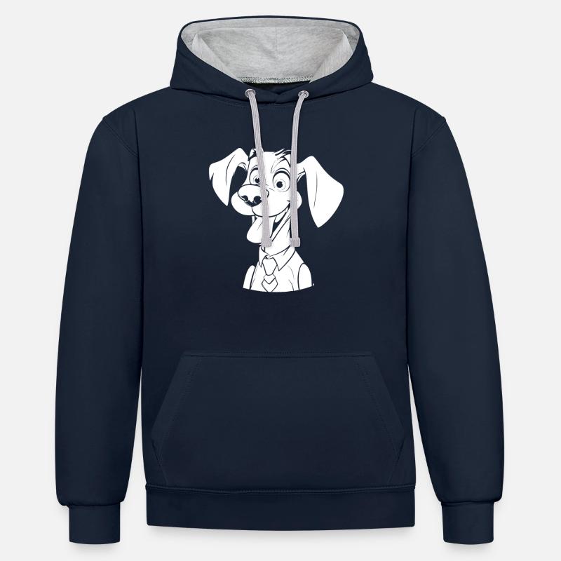 Chien ami à quatre pattes - Sweat à capuche contrasté - bleu marine/gris chiné