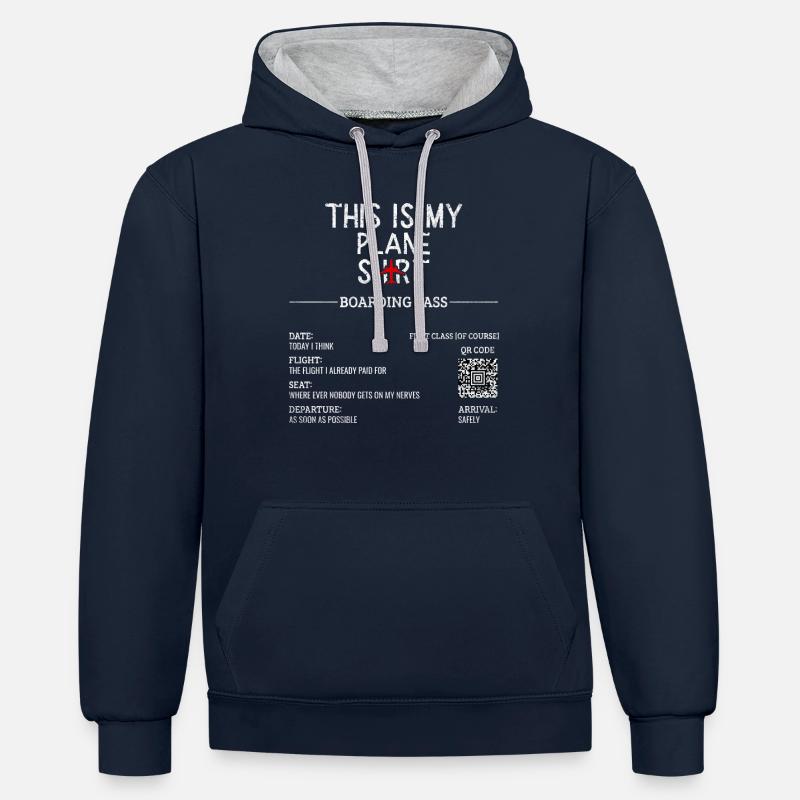 Devis de voyage de vacances - C’est mon avion - Sweat à capuche contrasté - bleu marine/gris chiné