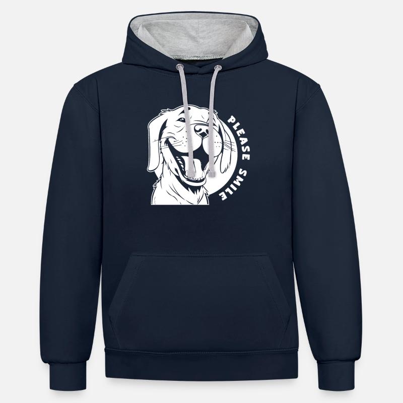 Labrador Just Smile - Sweat à capuche contrasté - bleu marine/gris chiné