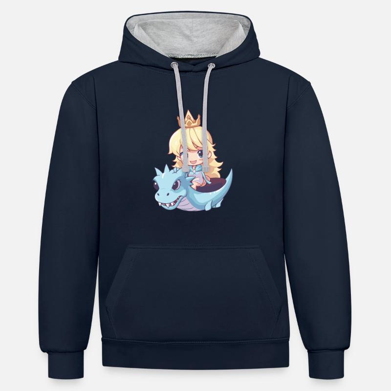 Princesse Dragon Mignon - Sweat à capuche contrasté - bleu marine/gris chiné