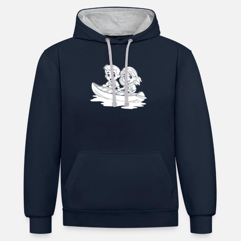 Éclaireur - Sweat à capuche contrasté - bleu marine/gris chiné