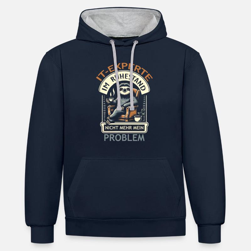 IT Experte - Kontrast-Hoodie - Navy/Grau meliert