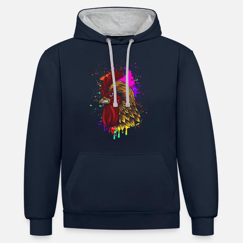 Fâché - Sweat à capuche contrasté - bleu marine/gris chiné