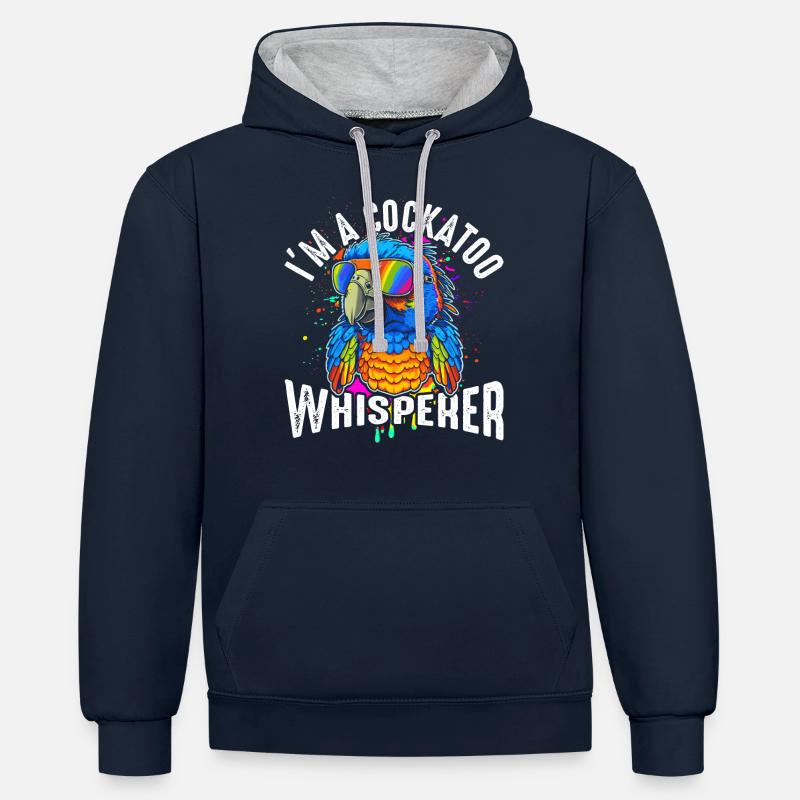 Ich bin ein Kakadu-Flüsterer - Kontrast-Hoodie - Navy/Grau meliert