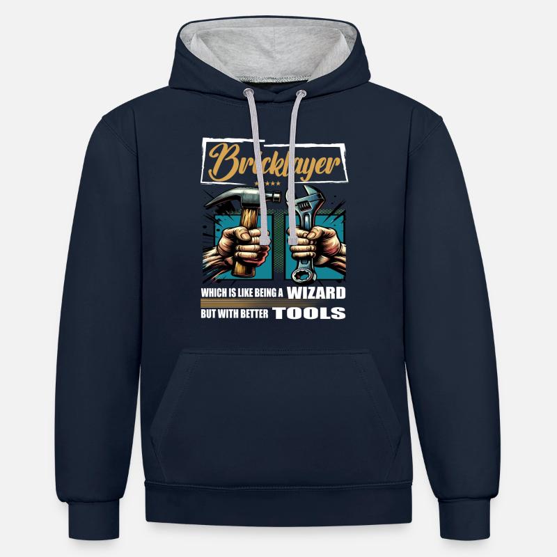 Bricklayer Beruf Spruch Arbeiter - Kontrast-Hoodie - Navy/Grau meliert