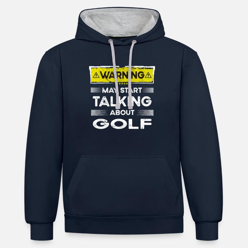 Parler de golf drôle - Sweat à capuche contrasté - bleu marine/gris chiné