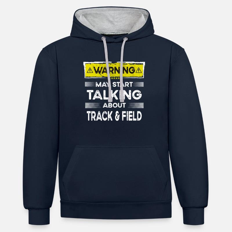 Parler d’athlétisme drôle - Sweat à capuche contrasté - bleu marine/gris chiné
