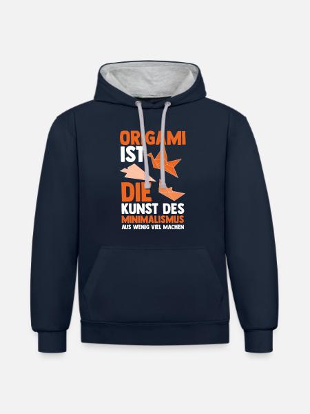 Japansk Folding Art Origami - Kontrast-hoodie - navy/gråmeleret
