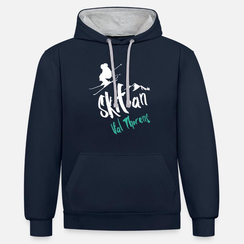 Ski Val Thorens - Sweat à capuche contrasté - bleu marine/gris chiné
